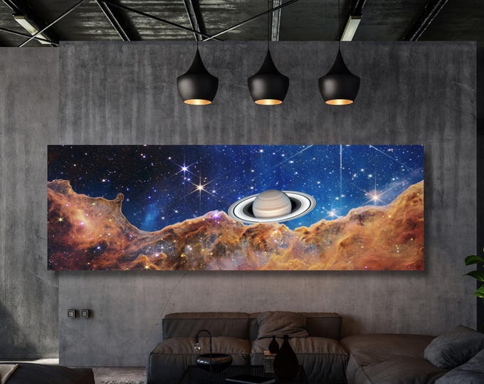 Panoramic James Webb Carina Nebula Canvas Wall Art NASA images Neptune Poster Image Space Canvas Deep Field Images Space Gift Space Canvas