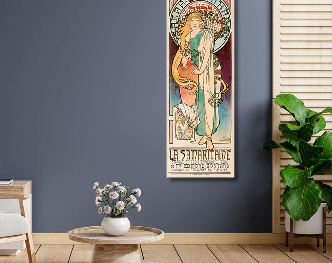 La Samaritaine 1897 by Alphonse Mucha Long Canvas Wall Art – Art Nouveau Poster Print