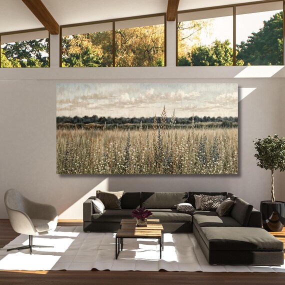 Landscape Wall Art Wildflower Field Oil Canvas Wall Art Elegant Natural Wall Art Tree ring Canvas art Wildflower Wall Art Wildflower Print
