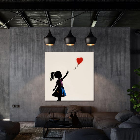 Banksy Girl With Balloon Canvas Wall Art, Numbered Edition Banksy Print, Graffiti Street Art Poster, Modern Urban Wall Decor, Wall Hangings