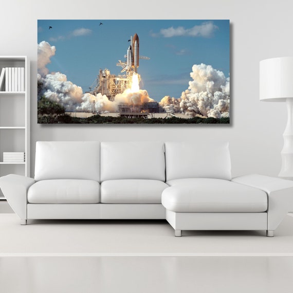 Space Shuttle Launch Canvas Wall Art Gift for Space Enthusiast Wall Art Trendy Rocket print Going to Space Fan Present Apollo 11 Wall Art