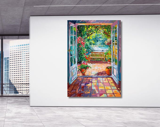 Henri Matisse Style Open Window Canvas Art: Klimt Inspired Garden Painting (Digital Download)