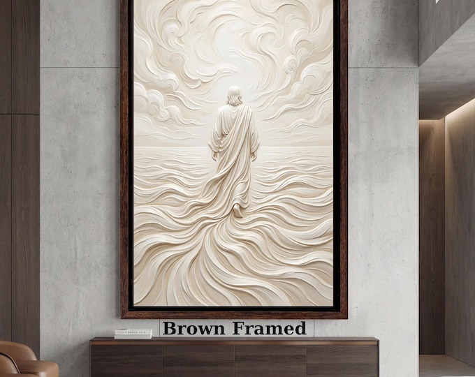Jesus Christ Canvas Art, Modern Christian Wall Decor, Sacred Heart Inspired Portrait