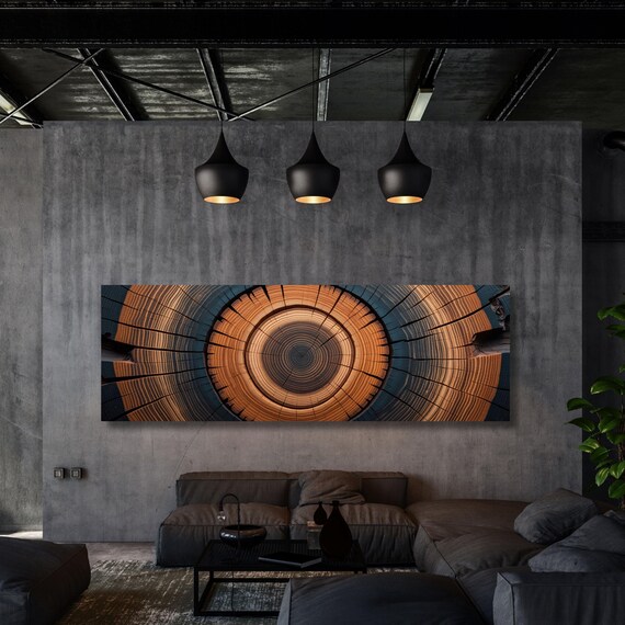 Tree Rings Canvas Wall Art: Elegant Wood Texture Print, Eco-Friendly Decor