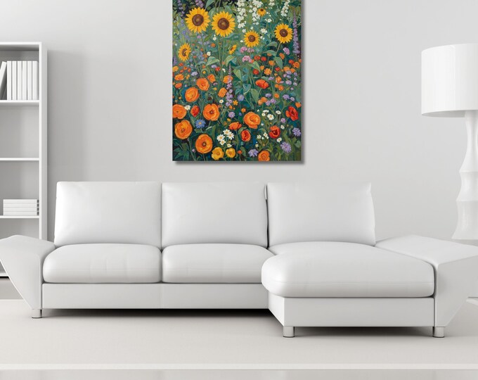 Klimt and Morris Style Forest Canvas Wall Art Botanical Print Vintage Nature Pattern Elegant Greenery Decor for Living Room or Bedroom Print