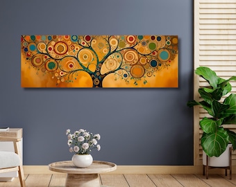 Tree of Life Canvas Wall Art: Gustav Klimt Style, Vibrant Colors
