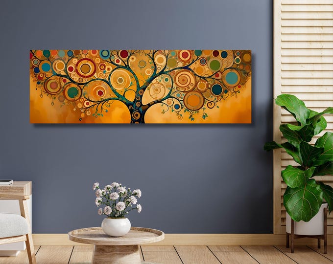 Tree of Life Canvas Wall Art: Gustav Klimt Style, Vibrant Colors