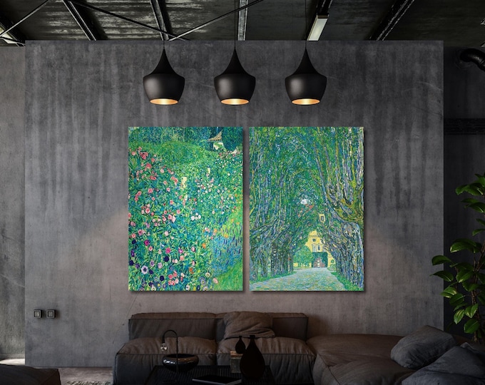 Gustav Klimt Wildflower Garden Canvas Art Print, Vintage Landscape Wall Decor