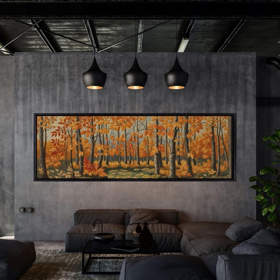 Panoramic Gustav Klimt Birch Forest Print,Gustav Klimt Inspired Art Decor, Gustav Klimt Forest Art Poster, Flower Market Art Tree Canvas art