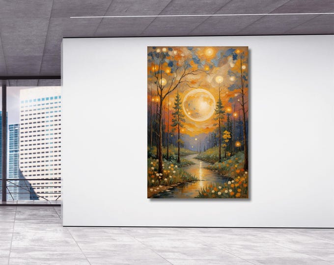 Klimt Flower Garden Print: Canvas Wall Art (Rolled or Framed)