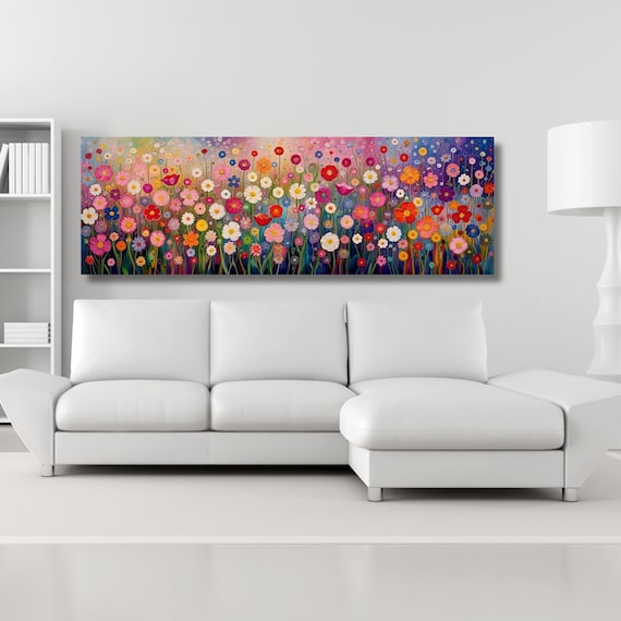 Gustav Klimt Floral Canvas Print, Flower Garden Art Nouveau Home Decor