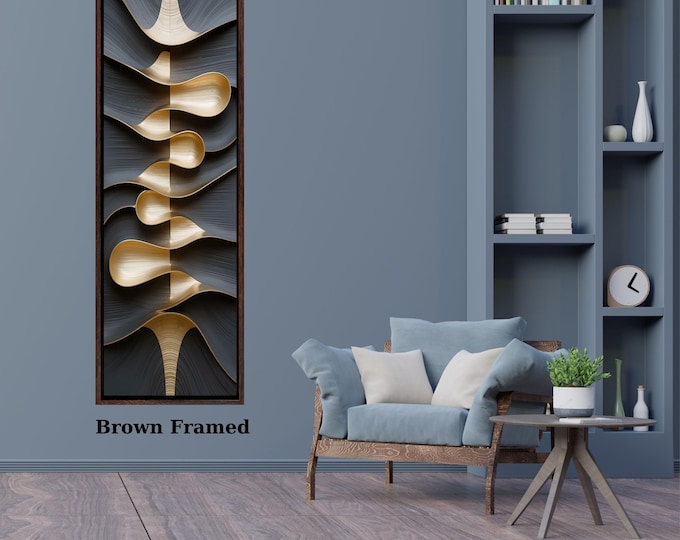 Tree Rings Long Narrow Canvas – Rustic Wood Texture Print Wall Art for Hallway or Above Bed – Natural Earth Tone Print for Modern or Cabin