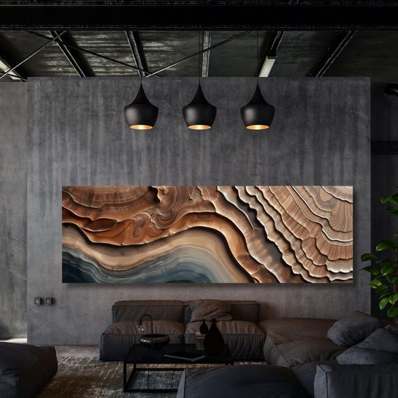 Panoramic Tree Rings Canvas Wall Art Elegant Natural Wall Art Great Design Solution for Echo Tree Ring Print of stump, Tree ring Canvas art