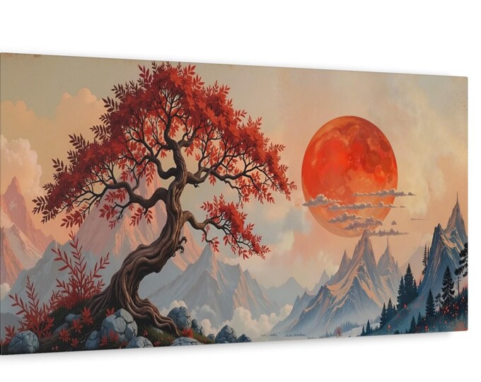Japanese Maple Tree Wall Art - Vintage Sunset Canvas Print
