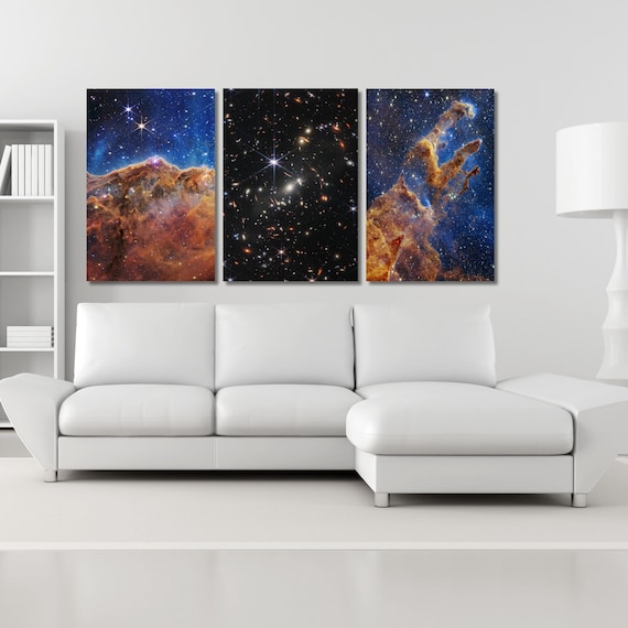Set of 3 James Webb Canvas Wall Art NASA images NASA poster Webbs First Images NIRCam Image Space Canvas Deep Field Images Space Poster Art