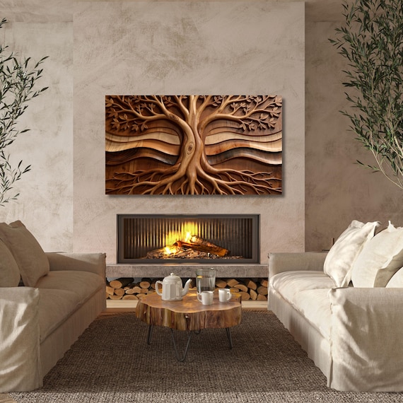 Tree Of Life Canvas Wall Art wood look canvas print Elegant Natural Wall Art Great Design Solution for Echo Tree Ring Print stump,Tree art