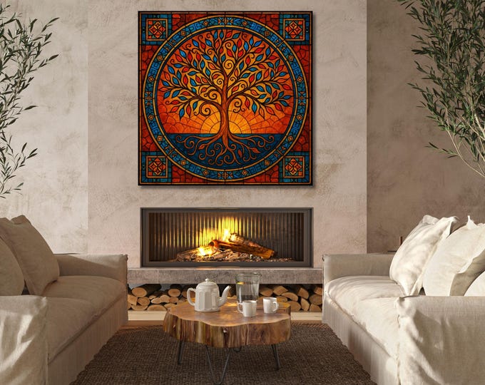 Celtic Tree Of Life Canvas Wall Art Symbolic Artwork Klimt Canvas,Tree of Life Mandala Print,Klimt Exhibition Celtic Yggdrasil Wall Decor