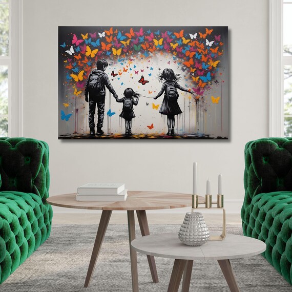Christmas Gift Banksy Wall Art, Graffiti Wall Art Gift Canvas Wall Art, Banksy Street Art, Trendy Wall Decor,  Banksy Poster
