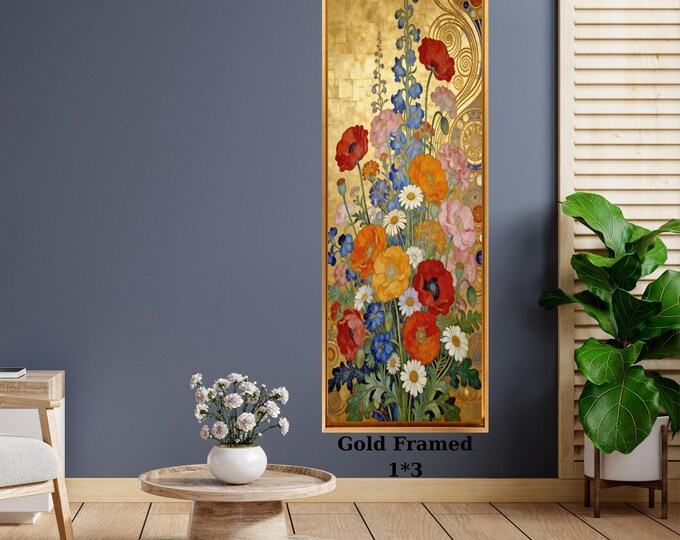 Vertical Nature Wall Art: Long Narrow Canvas - Sun, Tree, Mountain