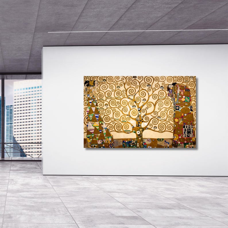 Klimt Style Tree of Life Canvas Art, Gold Abstract Mural, Art Nouveau ...