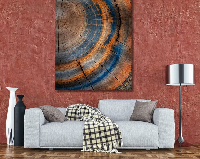 Tree Ring Canvas Wall Art, Colorful Stump Print, Natural Home Decor (Digital Download)