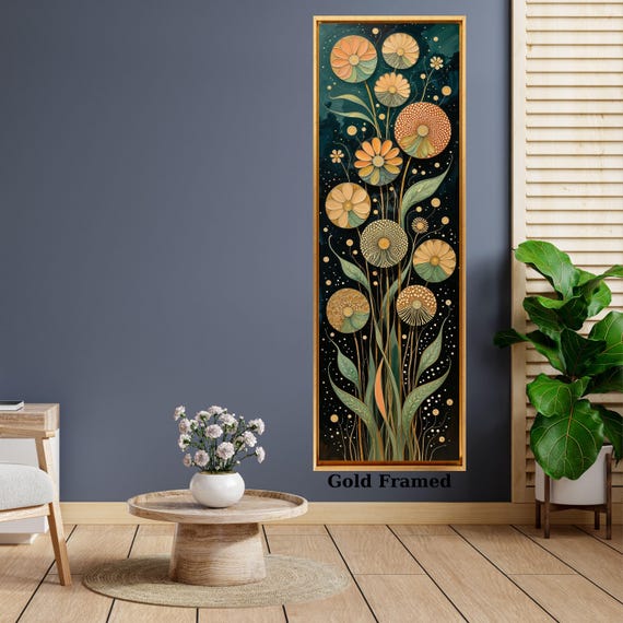 Long Narrow Canvas Wall Art Vertical Nature Print Tall Modern sun Tree or Mountain Wall Decor for Hallway,Entryway Small Space Styling Print