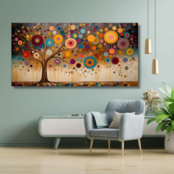 Gustav Klimt Tree of Life Canvas Wall Art,Gustav Klimt Style The Canvas Wall Art,Gustav Klimt The Tree of Life,Gustav Klimt Artwork Canvas