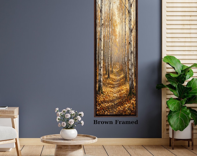 Vertical Nature Canvas Print - Modern Tree and Mountain Wall Decor