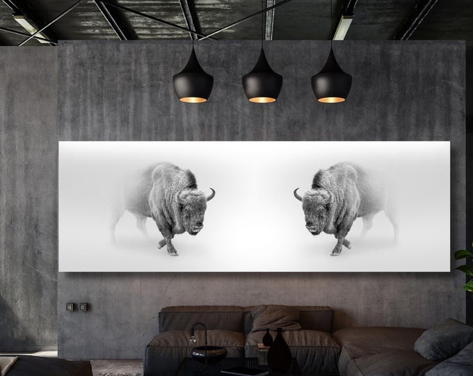Panoramic American Buffalo in Snow Original Pictures Art Buffalo Wall Art Buffalo Wall Decor Buffalo Home Decor, Buffalo Office Print Decor