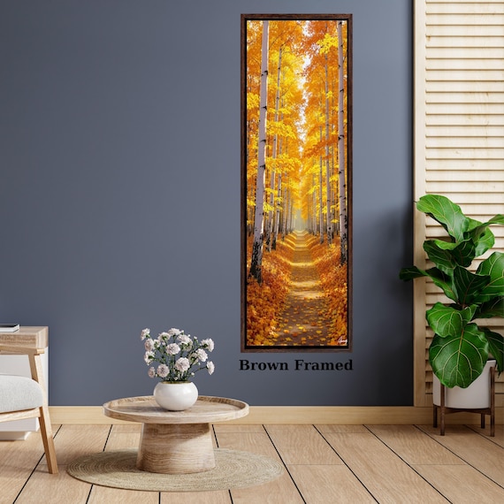 Long Narrow Canvas Wall Art Vertical Nature Print Tall Modern Tree or Mountain Wall Decor for Hallway, Entryway or Small Space Styling Print