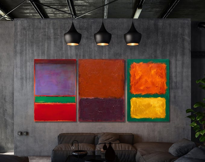 Set of 3 Rothko Style Abstract Canvas Prints: Minimalism Painting