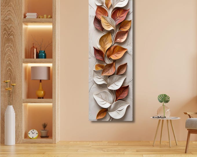 Long Narrow Canvas Wall Art Vertical Nature Print Tall Modern sun Tree or Mountain Wall Decor for Hallway,Entryway Small Space Styling Print
