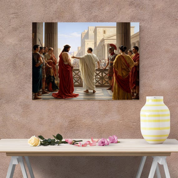 Ecce Homo Antonio Ciseri Canvas Print, Behold the Man Wall Art, Jesus and Pilate Painting