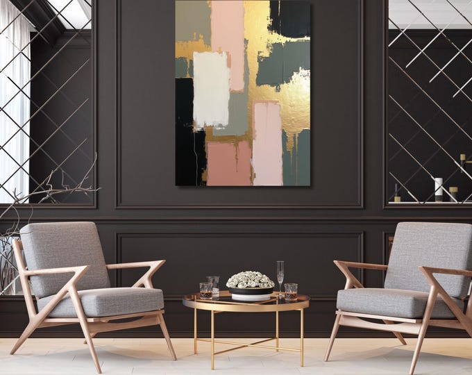 Japandi Abstract Canvas Art Print: Wabi Sabi Terracotta Boho Wall Decor (Ready to Hang)