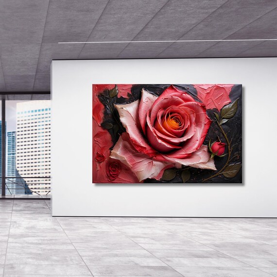 Rose Painting Floral Canvas Wall Art Roses Canvas Painting Flowers Oil Painting Artwork Floral Still Life Flower Ready to Hang Rose Poster