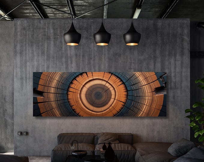 Tree Rings Canvas Wall Art: Elegant Wood Texture Print, Eco-Friendly Decor