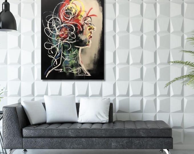 Picasso Style Abstract Face Canvas Art: Modern Home Decor