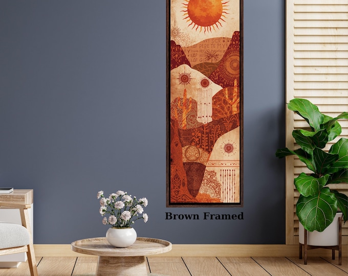 Long Narrow Canvas Wall Art Boho Sun Moon Star Canvas Wall Art – Mystical Celestial Bohemian Decor