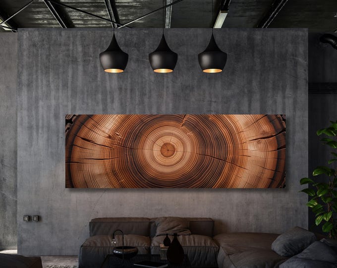 Panoramic Tree Ring Canvas Art: Elegant Natural Home Decor