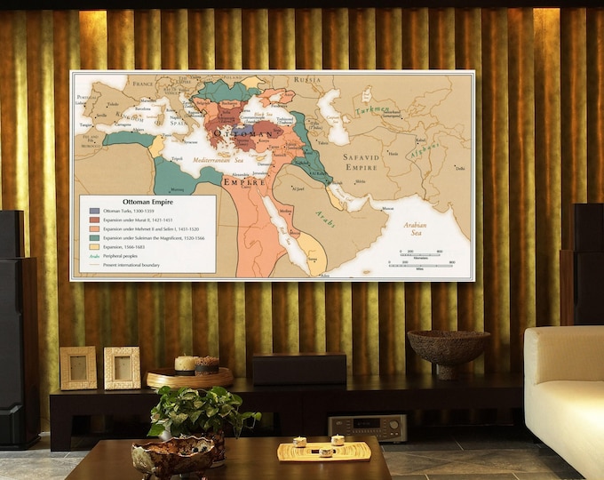 Ottoman Empire Wall Art: Vintage Turkish Map Print (Canvas, Multiple Sizes)