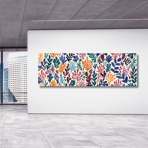 Panoramic Henri Matisse Style Colorful Flowers Canvas Print – Modern Floral Wall Art Decor