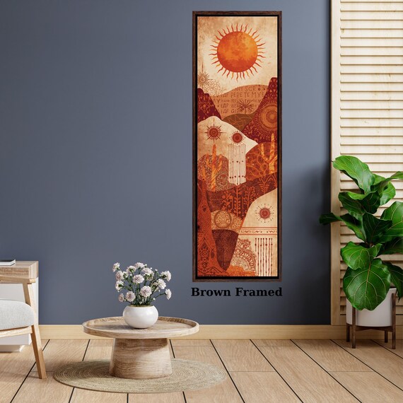 Long Narrow Canvas Wall Art Boho Sun Moon Star Canvas Wall Art – Mystical Celestial Bohemian Decor
