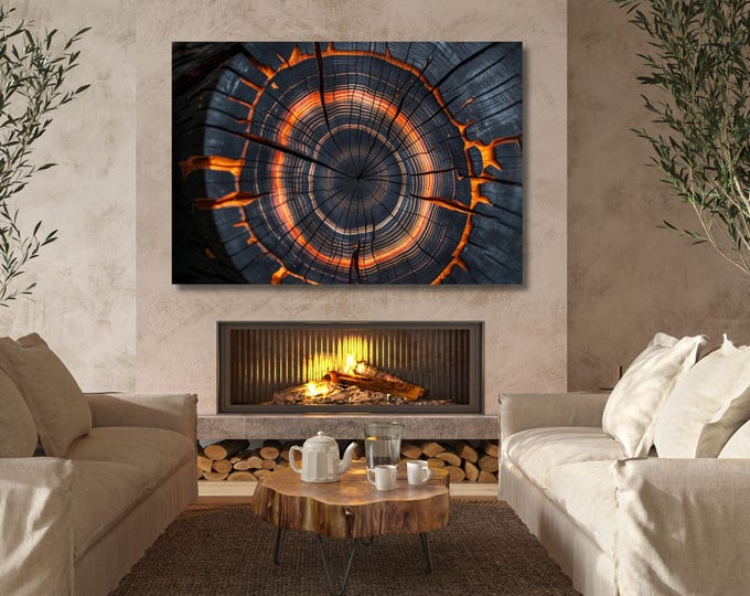 Tree Ring Canvas Wall Art, Rustic Wood Slice Print, Nature Tree Trunk Artwork, Minimalist Wooden Texture Canvas, Modern Rustic Wall Decor