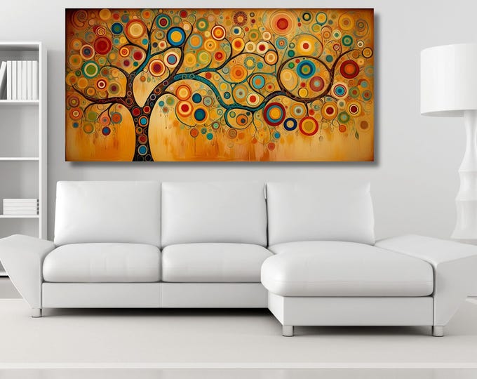Gustav Klimt Style Tree of Life Canvas Art, Yggdrasil Painting Poster