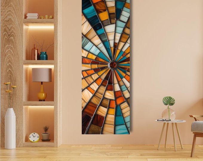 Abstract Sunset Canvas Art: Panoramic Boho Decor, Klimt Inspired