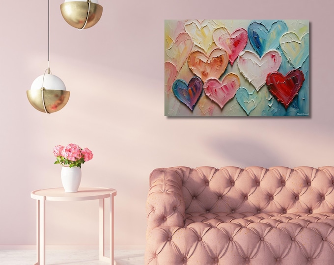 Hearts Canvas Wall Art Elegant Natural Wall Art Great Design Romantic Heart Print stump,Abstract Texture Romantic wall decor gift art heart