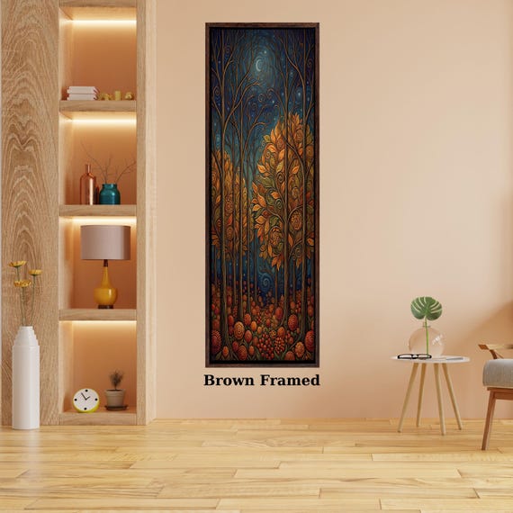 Long Narrow Canvas Wall Art Vertical Nature Print Tall Modern sun Tree or Mountain Wall Decor for Hallway,Entryway Small Space Styling Print
