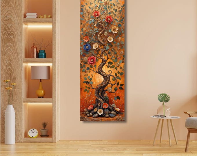 Long Vertical Canvas Print, Tree of Life, Nature Wall Art