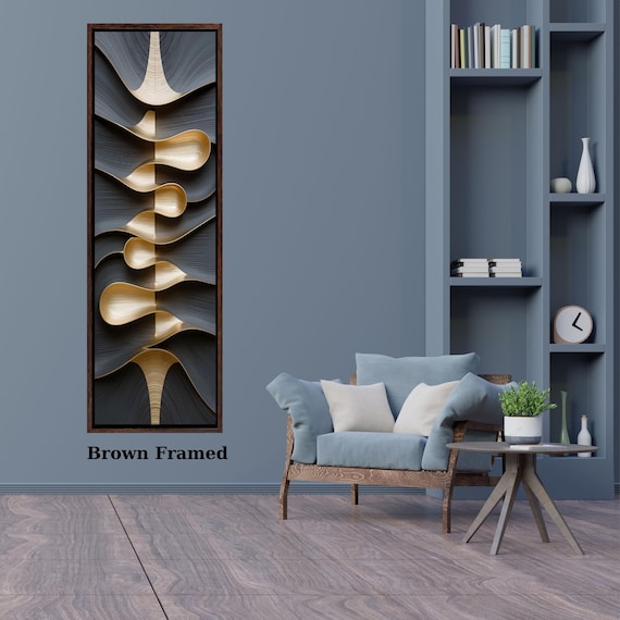 Tree Rings Long Narrow Canvas – Rustic Wood Texture Print Wall Art for Hallway or Above Bed – Natural Earth Tone Print for Modern or Cabin