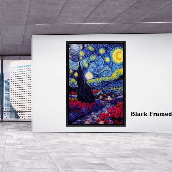 Klimt Style Moonlit Night Canvas, Starry Floral Landscape Wall Art, Mystical Nature Print, Full Moon Garden Canvas, Art Nouveau Decor art